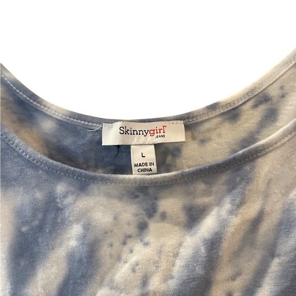 Skinnygirl Connie Women’s Side Ruched Midi Tank Dress Blue Tie Dye Size: Large - Picture 10 of 13
